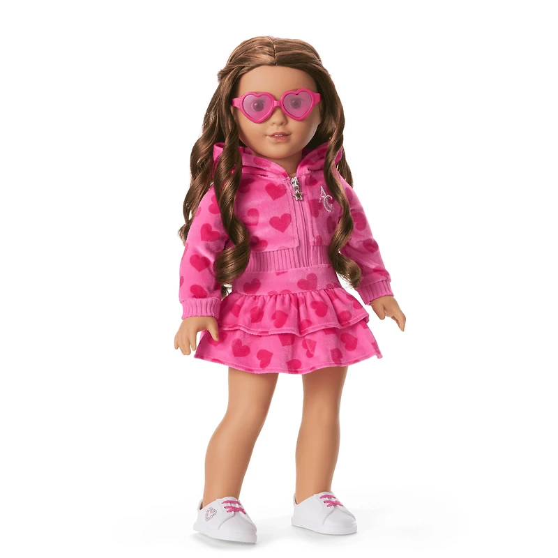 Pink Hearts Hoodie Dress for 18-inch Dolls