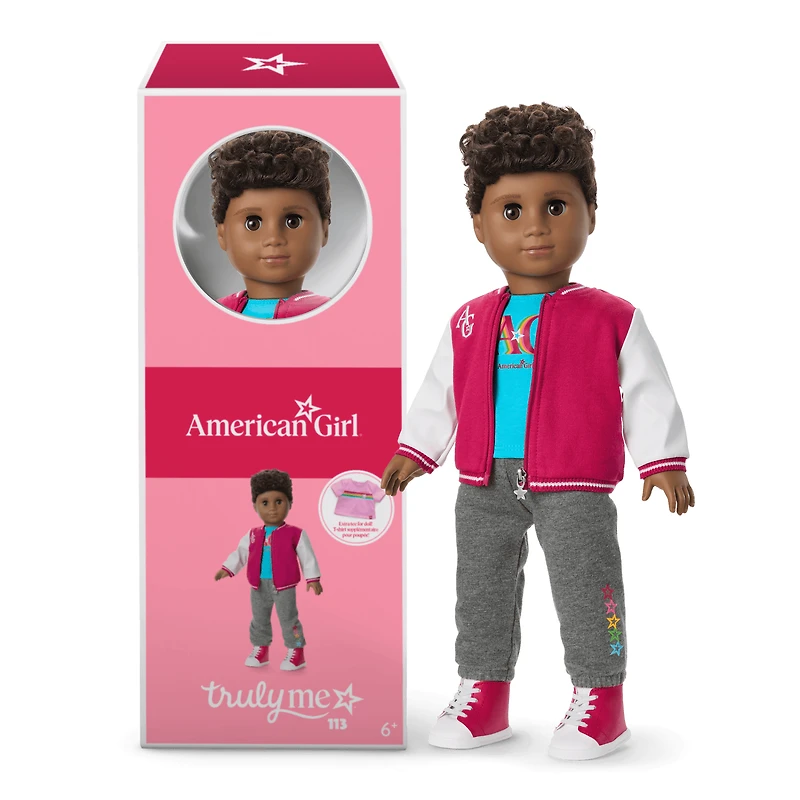 Truly Me™ 18-inch Doll #113 with curly dark-brown hair