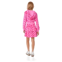 Pink Hearts Hoodie Dress for Girls