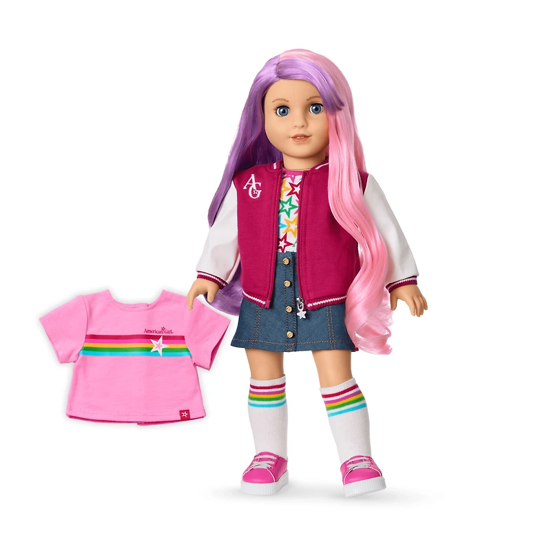 Truly Me™ 18-inch Doll #116 with wavy purple-and-pink hair