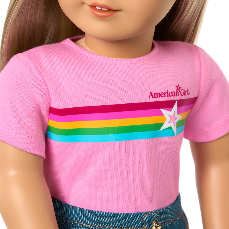 Truly Me™ 18-inch Doll #100 with straight layered blonde hair