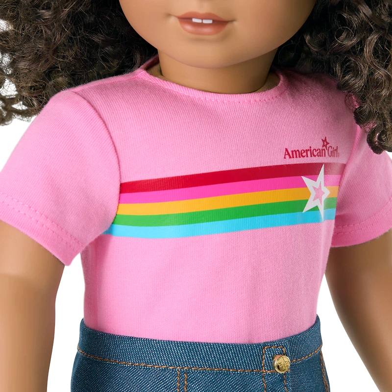 Truly Me™ 18-inch Doll #132 with curly dark-brown hair
