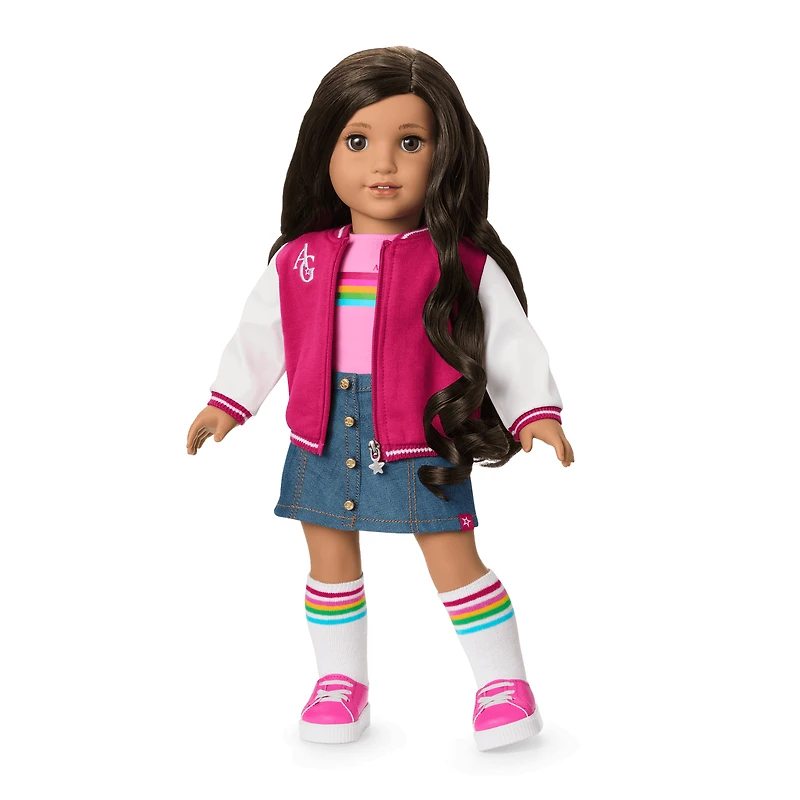 Truly Me™ 18-inch Doll #108 with curly black-brown hair