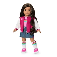 Truly Me™ 18-inch Doll #108 with curly black-brown hair