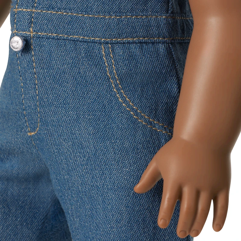 Chestnut Charm Horse & Western Flowers Denim Jumpsuit for 18-inch Dolls