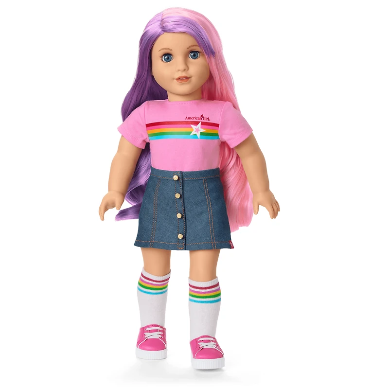 Truly Me™ 18-inch Doll #116 with wavy purple-and-pink hair