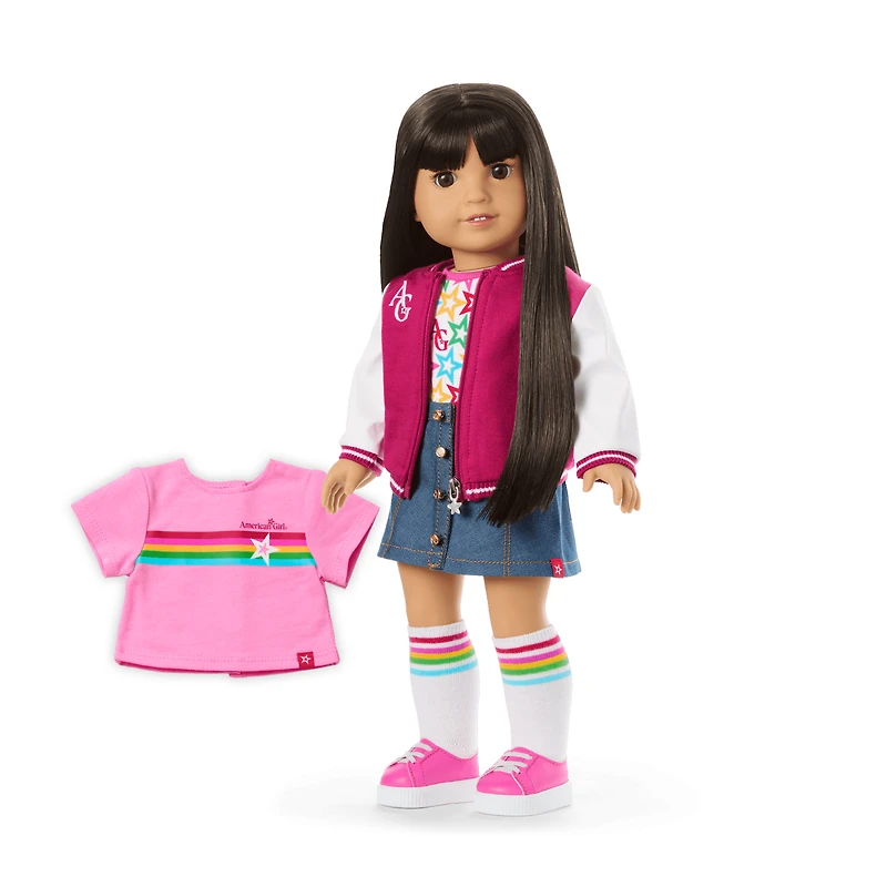 Truly Me™ 18-inch Doll #130 with straight black-brown hair