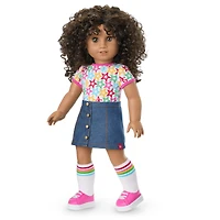 Truly Me™ 18-inch Doll #132 with curly dark-brown hair
