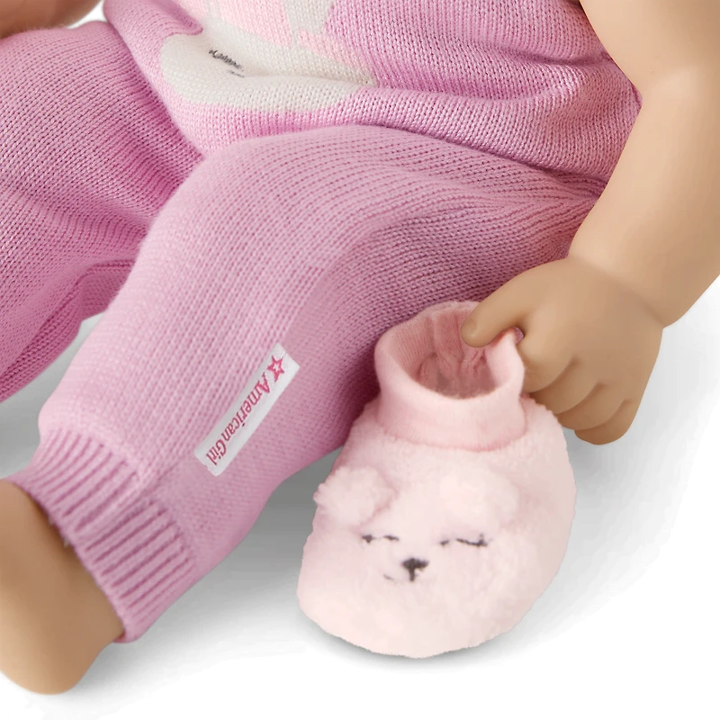 Pink Bow Beanie & Booties for Bitty Baby® Dolls