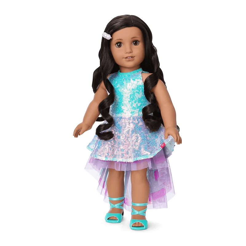 Glam Shimmering Ocean Outfit & Shimmering Sea Turtle Backpack & Accessory Set Bundle