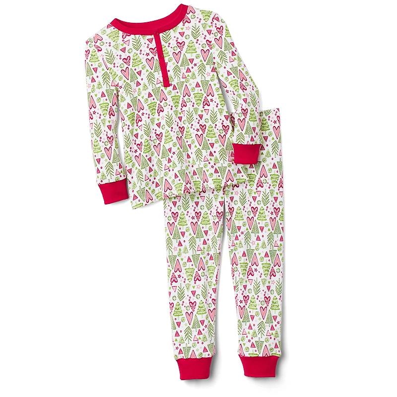 Hearts & Pines Holiday PJs for Little Girls