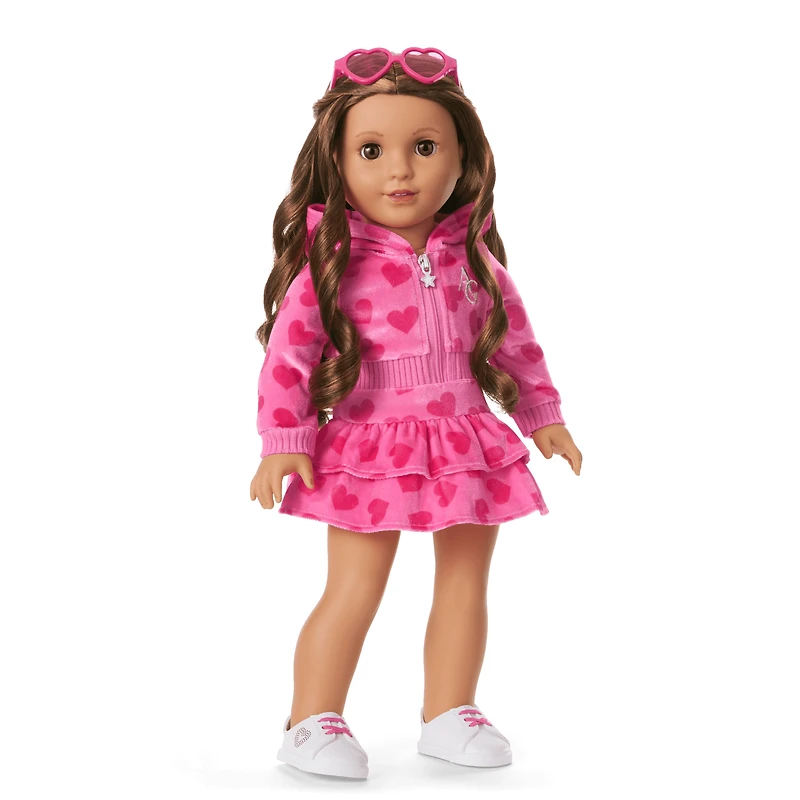 Pink Hearts Hoodie Dress for 18-inch Dolls