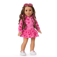 Pink Hearts Hoodie Dress for 18-inch Dolls