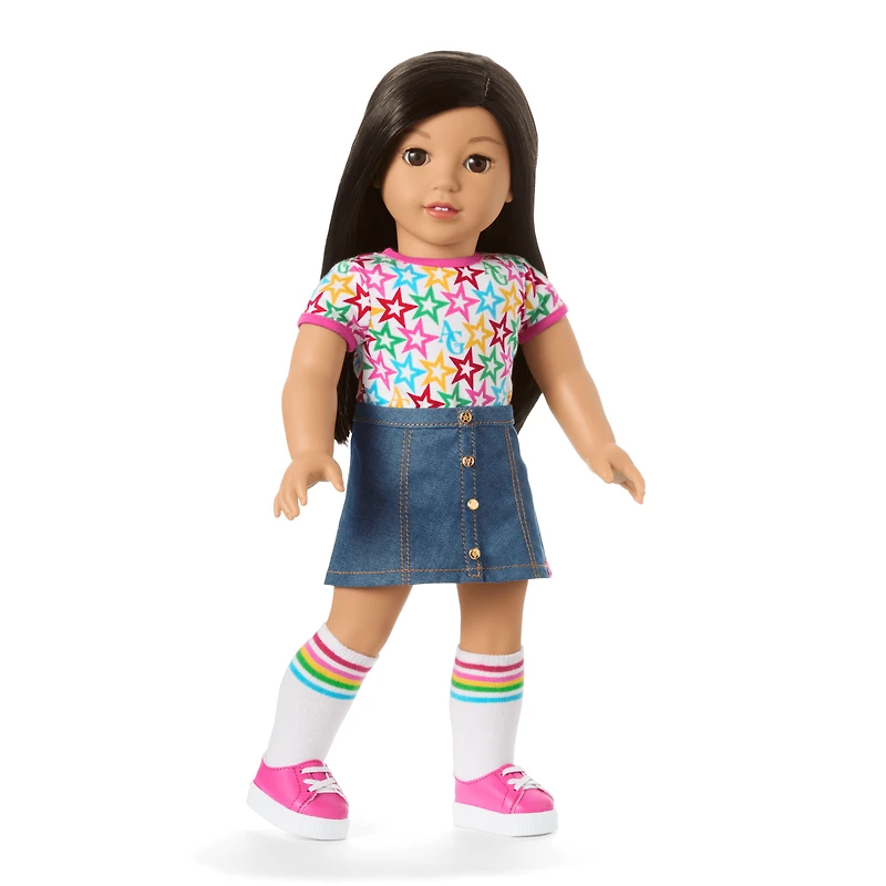 Truly Me™ 18-inch Doll #124 with straight black-brown hair