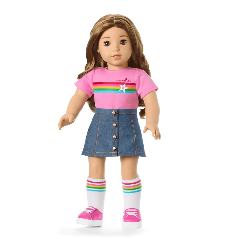 Truly Me™ 18-inch Doll #118 with curly caramel hair
