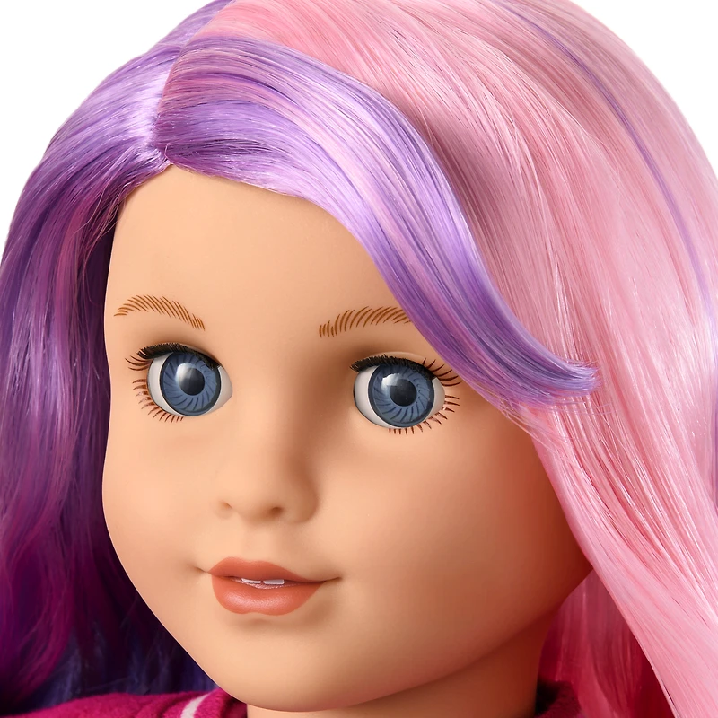 Truly Me™ 18-inch Doll #116 with wavy purple-and-pink hair