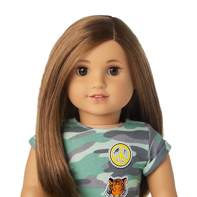 Truly Me™ 18-inch Doll #107 with layered straight brown hair