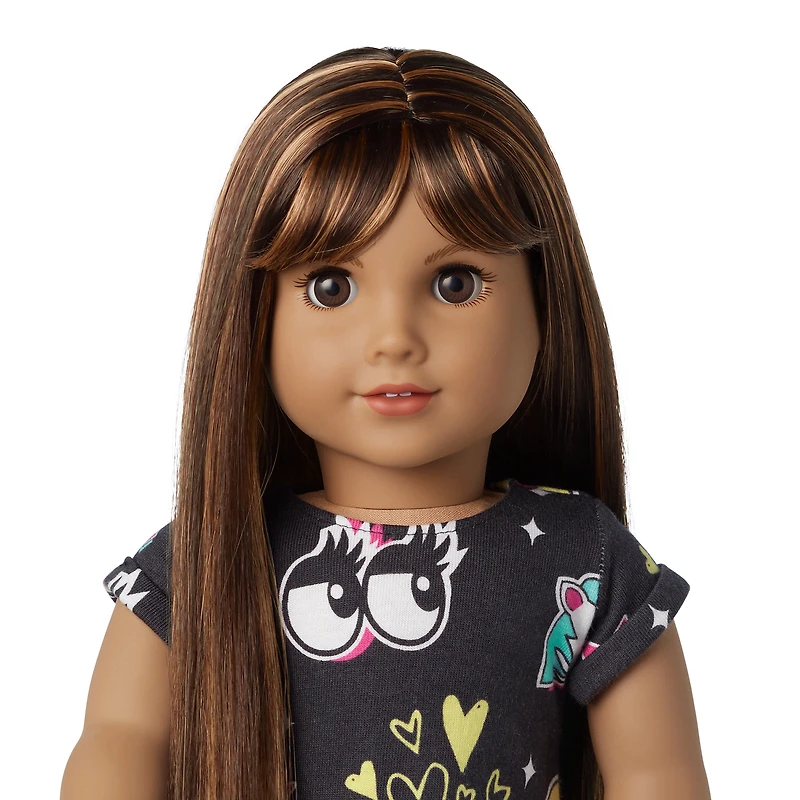 Truly Me™ 18-inch Doll #122 with straight dark-brown hair
