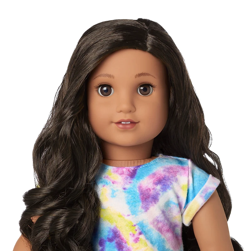 Truly Me™ 18-inch Doll #108 with curly black-brown hair