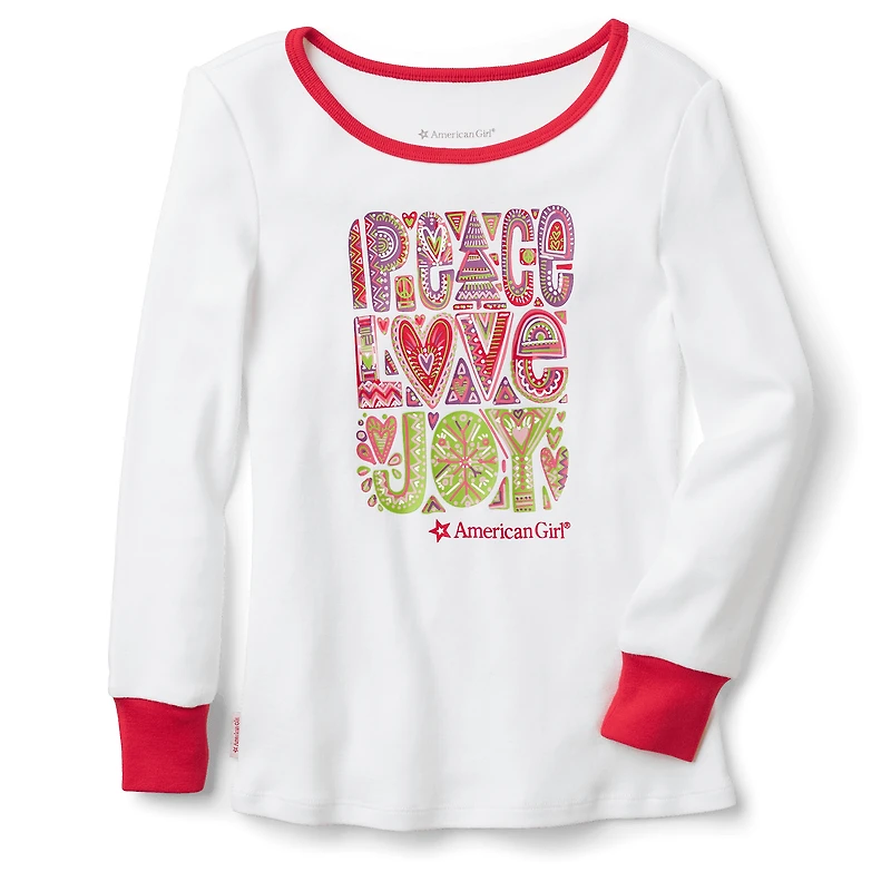 Peace, Love & Joy PJ Top for Girls