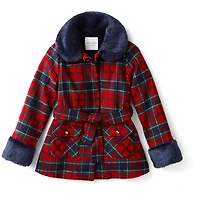 American Girl® x Janie and Jack Fur-Trim Plaid Coat for Girls