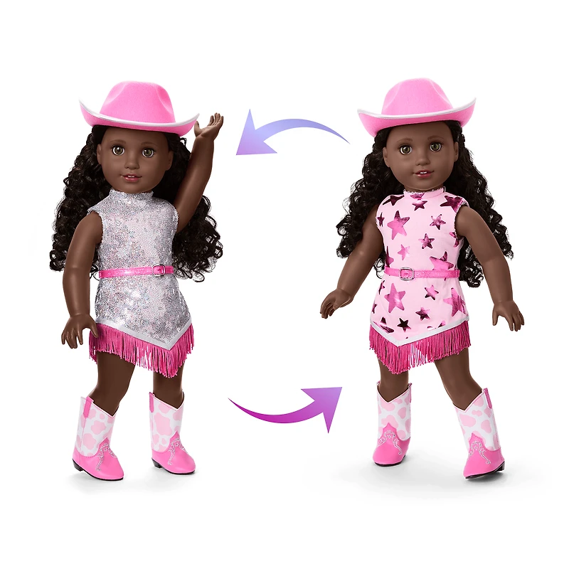 Glam Pink Cowgirl Outfit for 18-inch Dolls