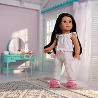 Raquel's™ Coastal Stripes Pajamas for 18-inch Dolls (Girl of the Year™ 2026)