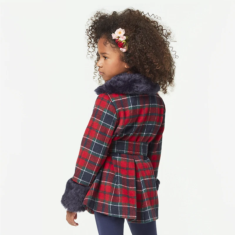 American Girl® x Janie and Jack Fur-Trim Plaid Coat for Girls