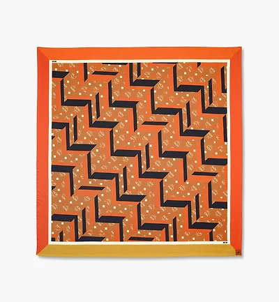 Mega Herringbone Print Scarf in Organic Silk