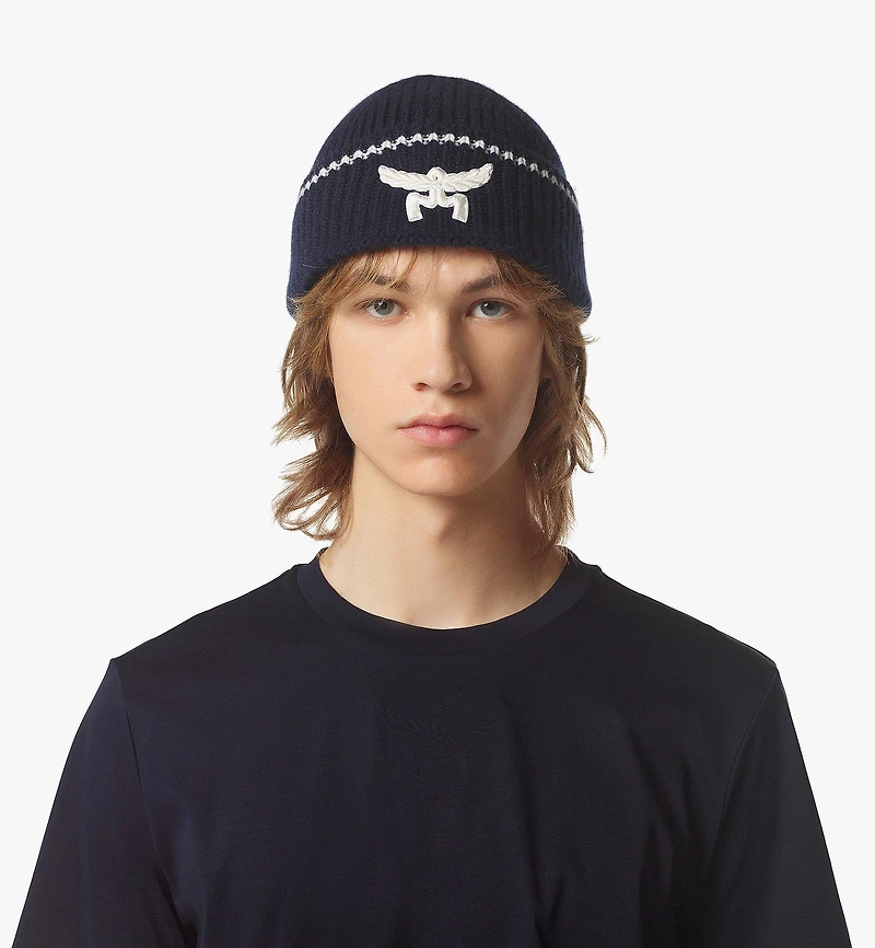 Logo Beanie in Wool and Recycled Cashmere