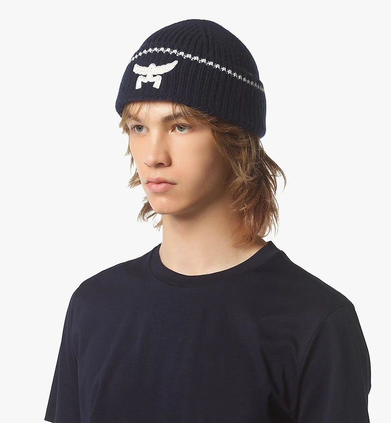 Logo Beanie in Wool and Recycled Cashmere