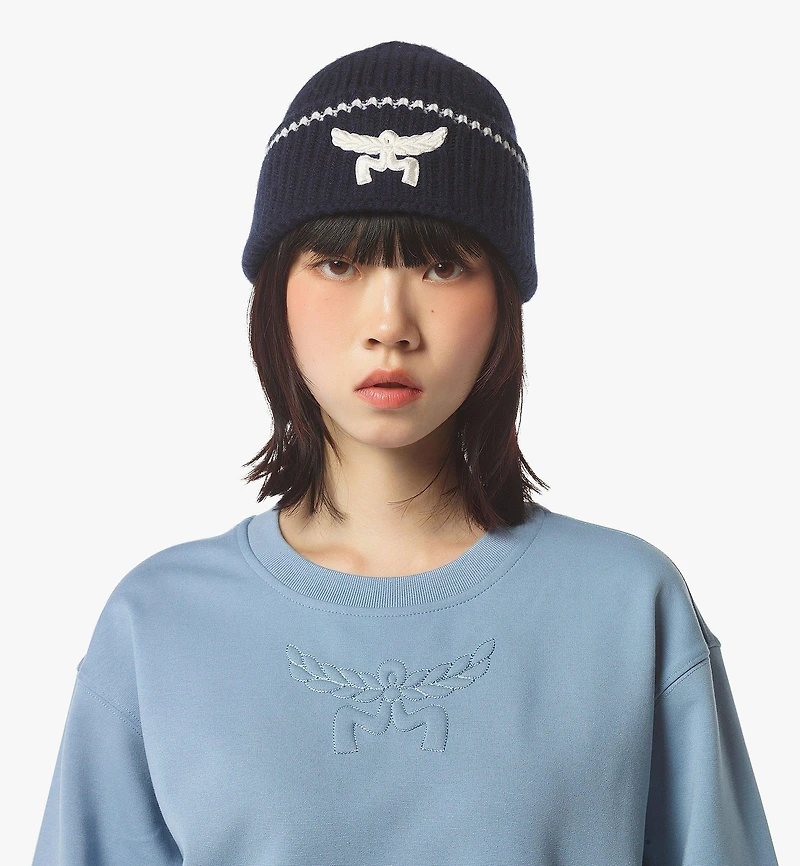 Logo Beanie in Wool and Recycled Cashmere
