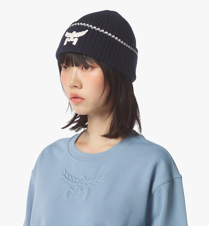Logo Beanie in Wool and Recycled Cashmere