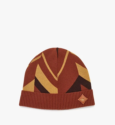 Mega Herringbone Beanie in Wool-Cashmere Jacquard