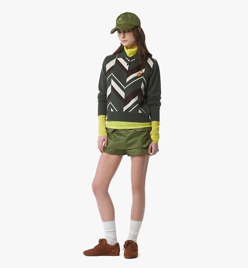 Mega Herringbone Polo Sweater Wool Jacquard