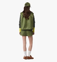 Skirt-Layered Shorts ECONYL® and Monogram Print Leather