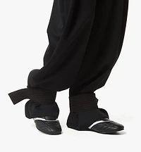 Pants Wool Twill and Monogram Print Leather