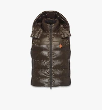 Puffer Down Vest w/ Detachable Hood in Recycled Nylon