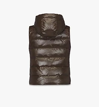 Puffer Down Vest w/ Detachable Hood in Recycled Nylon