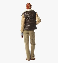 Puffer Down Vest w/ Detachable Hood in Recycled Nylon