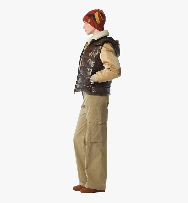 Puffer Down Vest w/ Detachable Hood Recycled Nylon