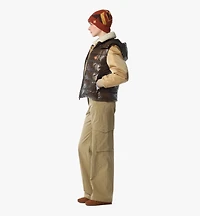 Puffer Down Vest w/ Detachable Hood Recycled Nylon