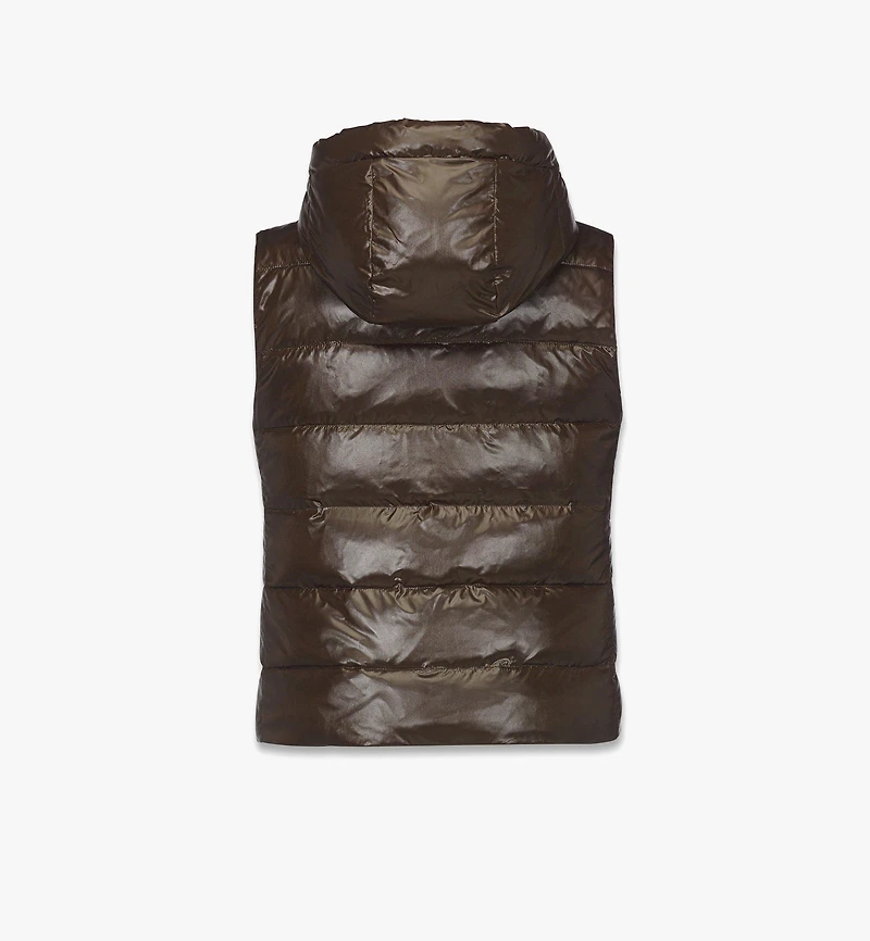 Puffer Down Vest w/ Detachable Hood Recycled Nylon