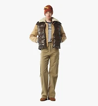 Puffer Down Vest w/ Detachable Hood Recycled Nylon