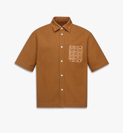 Shirt Cotton and Monogram Print Leather