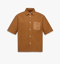 Shirt Cotton and Monogram Print Leather