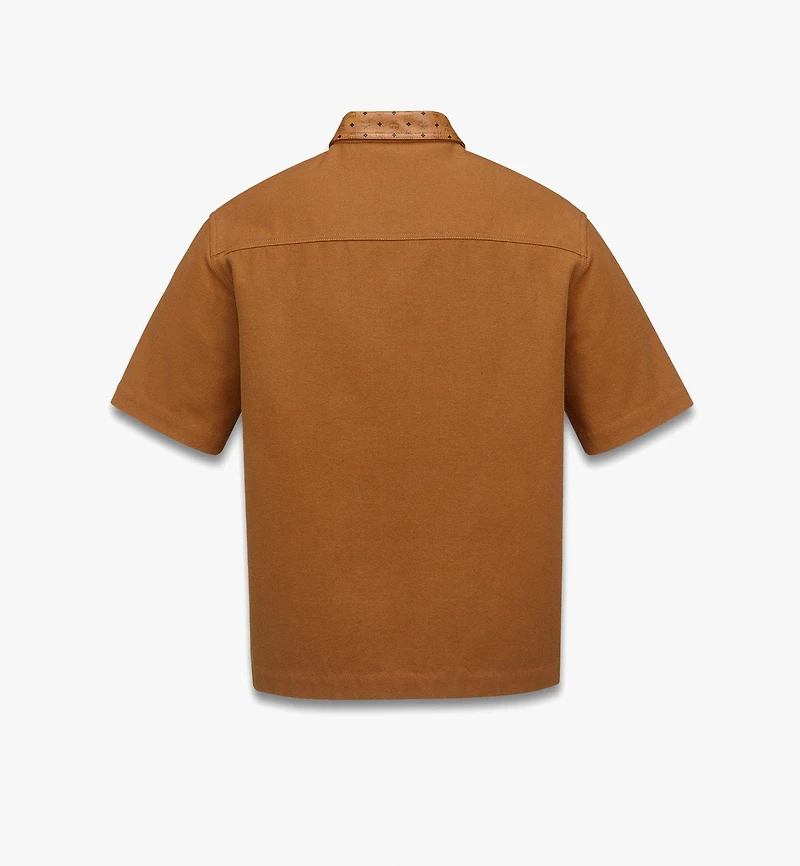 Shirt Cotton and Monogram Print Leather