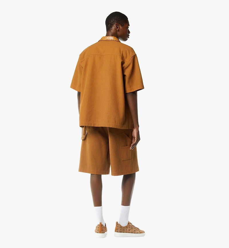 Shirt Cotton and Monogram Print Leather