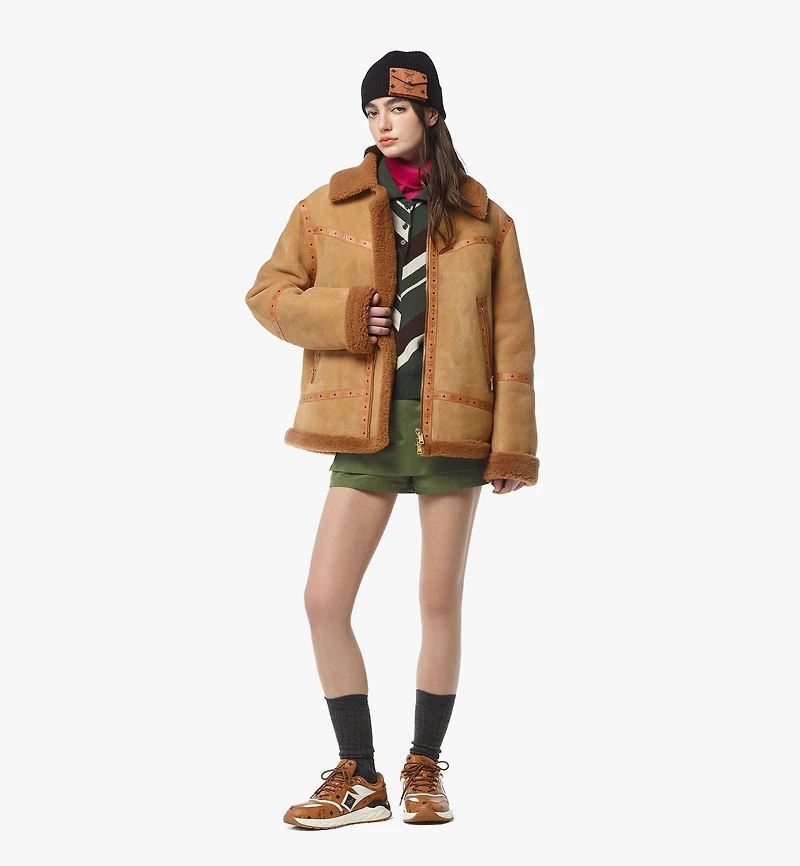 Jacket Suede Shearling and Monogram Print Leather