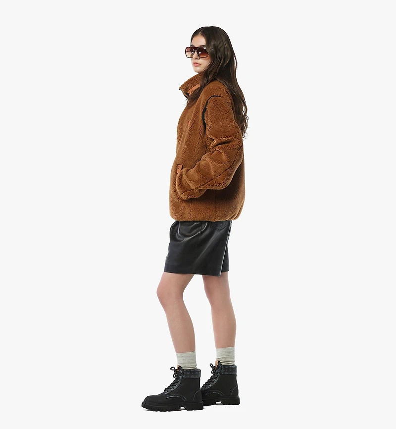Fleece Jacket w/ Detachable Sleeves Faux Fur